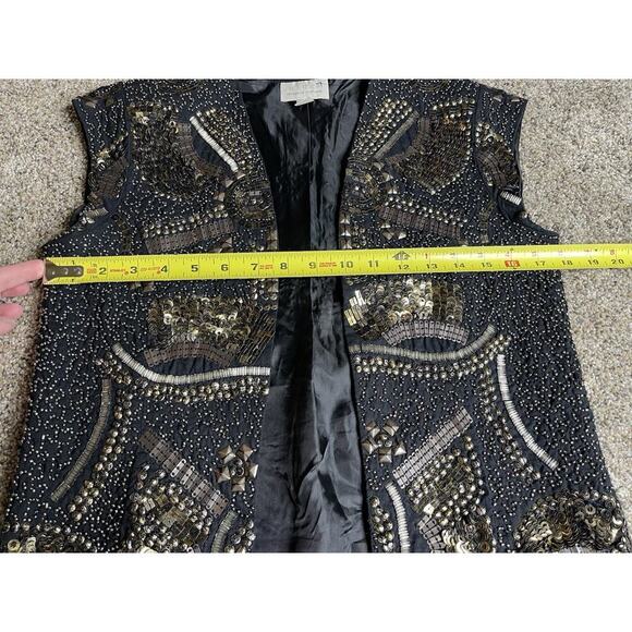 Hinge Womens Sequins Beaded Embellished Sleeveless Vest Metallic Size Small - Picture 5 of 6